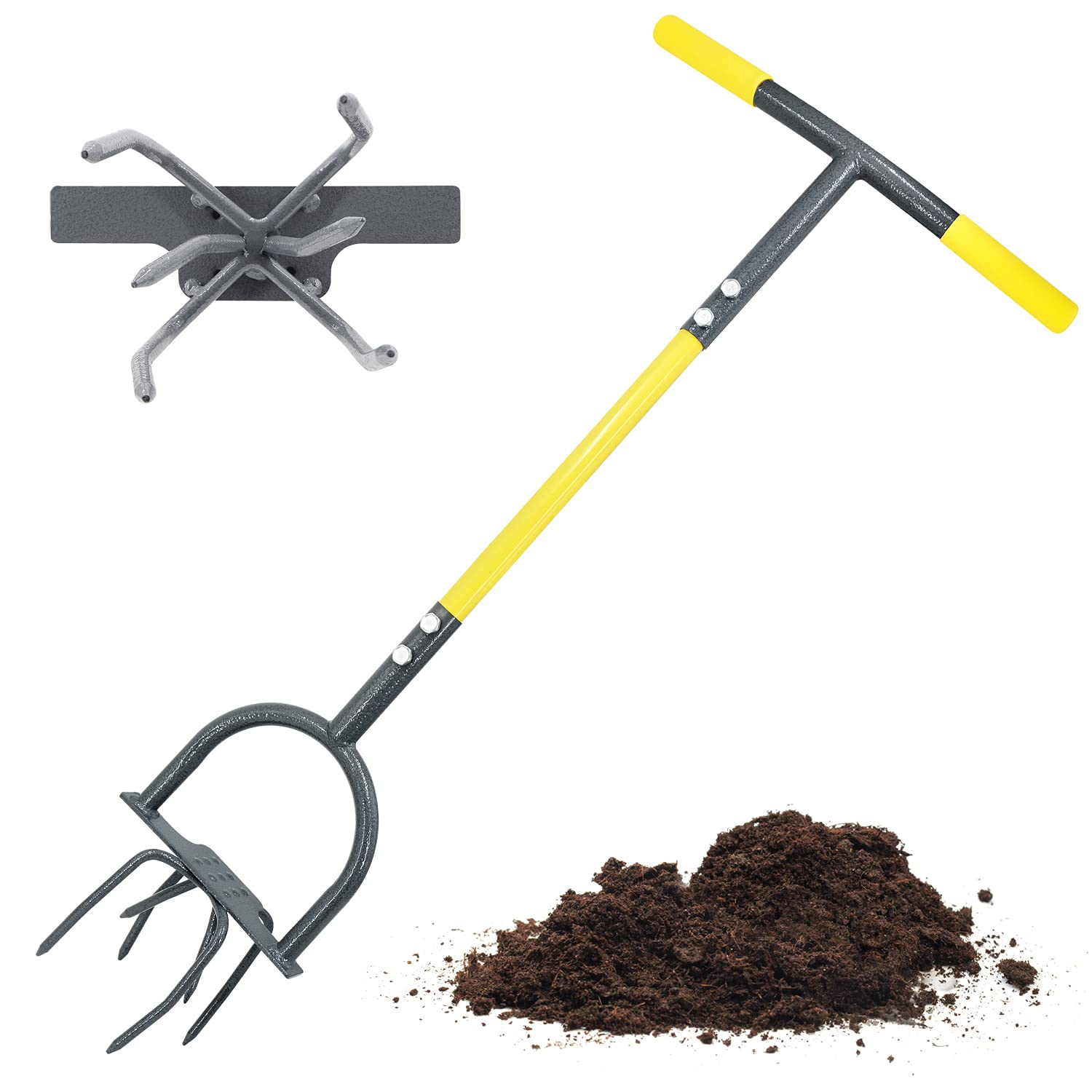 Jardineer Hand Tiller Manual Garden Cultivator For Soil Loosening