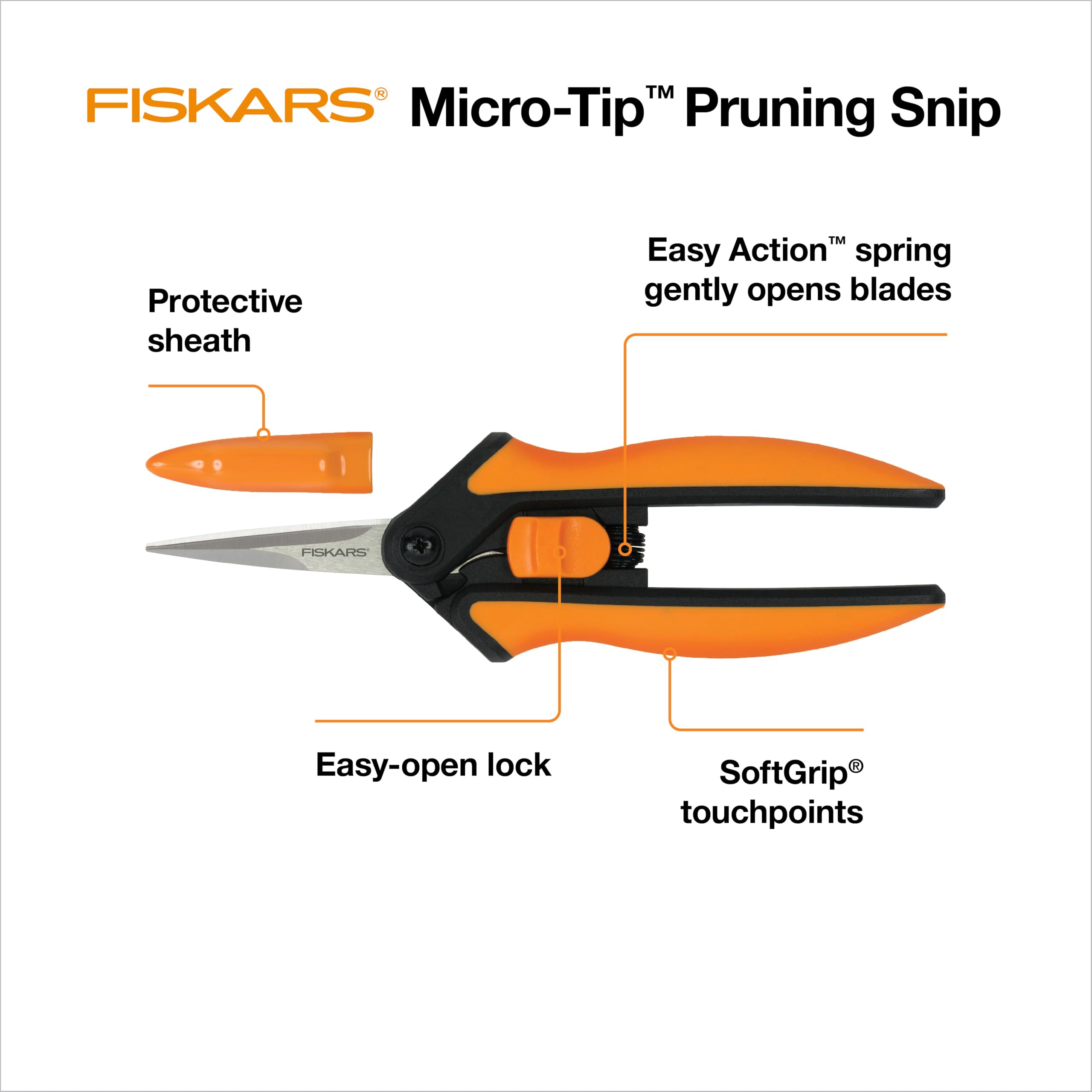 Fiskars 6-Inch Pruning Scissors For Stems And Herbs Stainless Blades