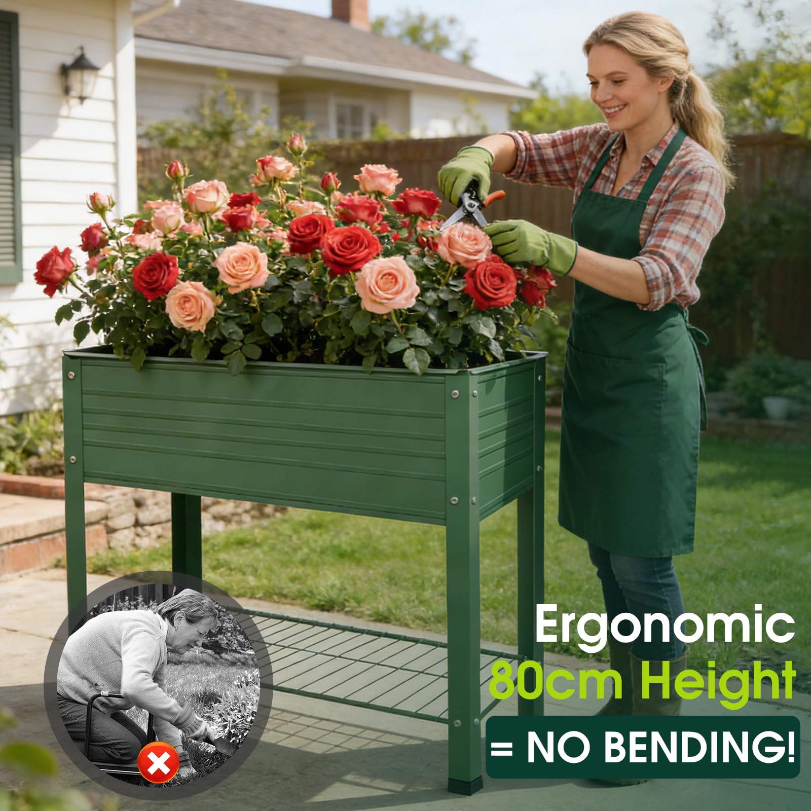 YKTEEDENS 2-Pack Raised Garden Beds Galvanized Steel Planter Boxes