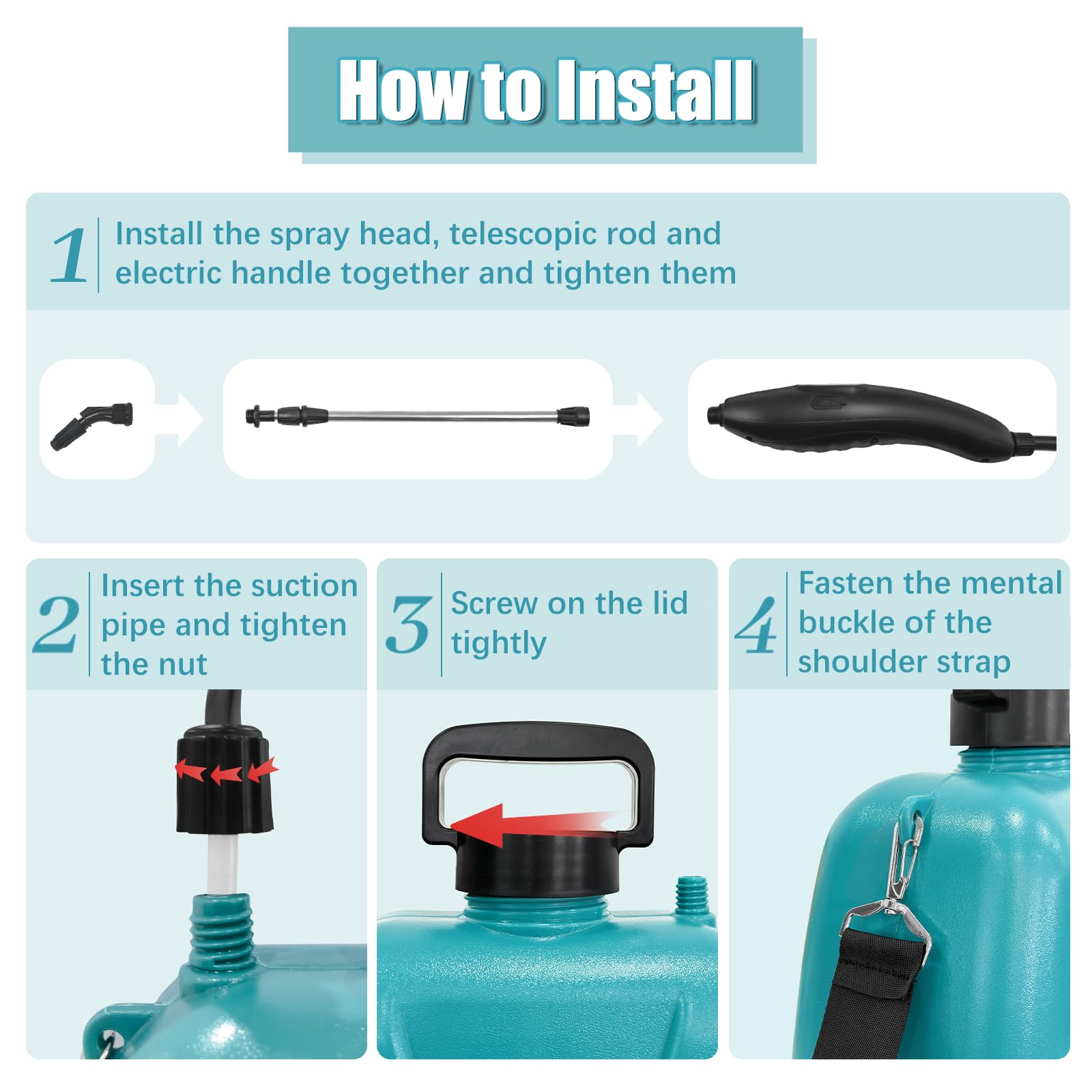 Battery Powered 2 Gallon Garden Sprayer With USB Rechargeable Handle