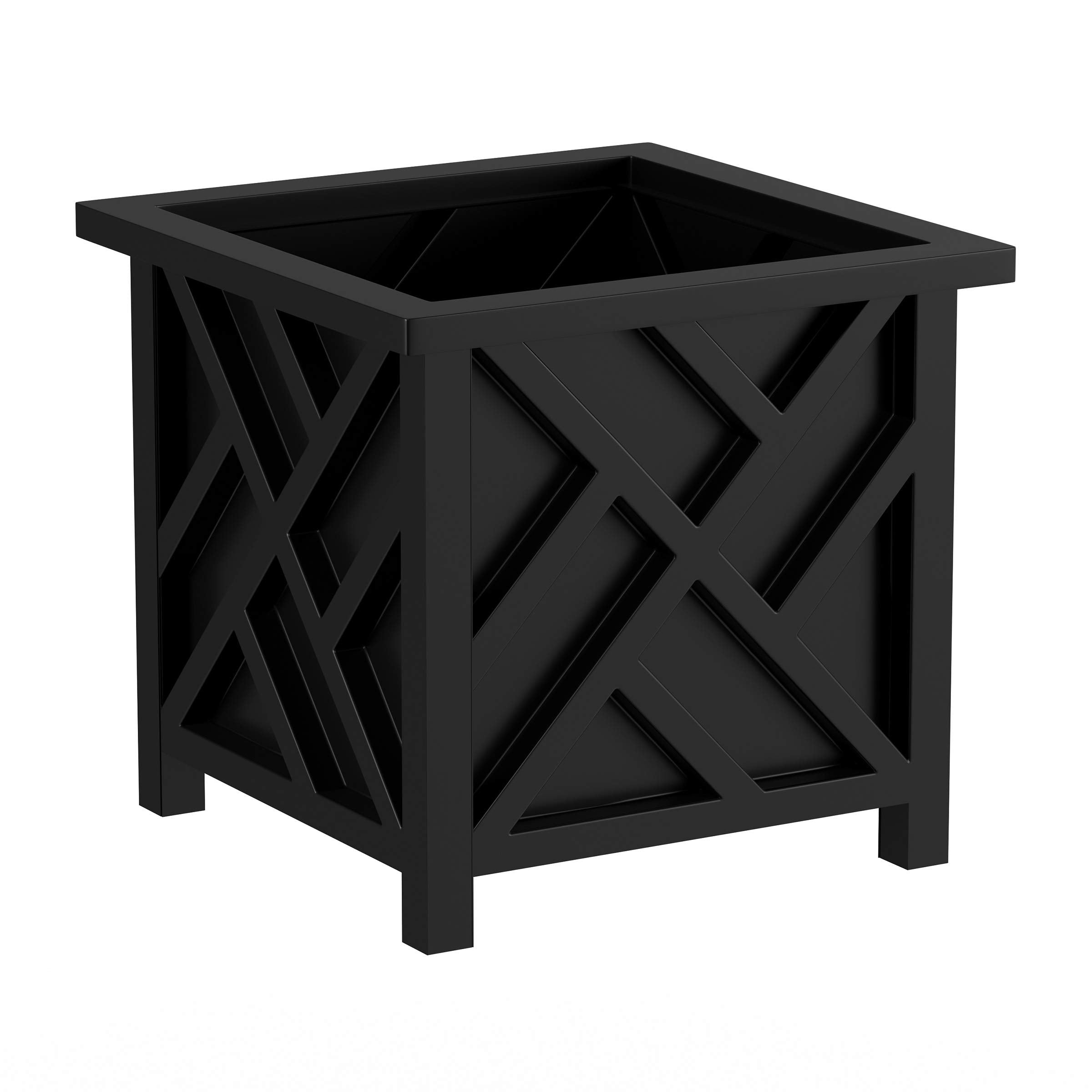 Pure Garden Lattice Design Outdoor Planter Box 14.75 Inch Square