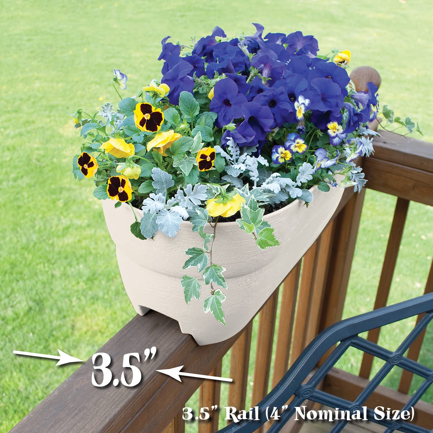 Bloomers Railing Planter With Drainage 24 Inch White