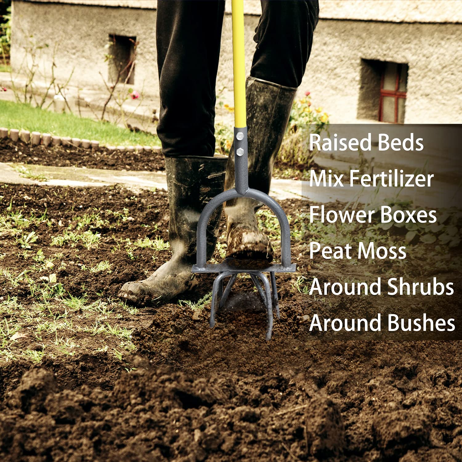 Jardineer Hand Tiller Manual Garden Cultivator For Soil Loosening