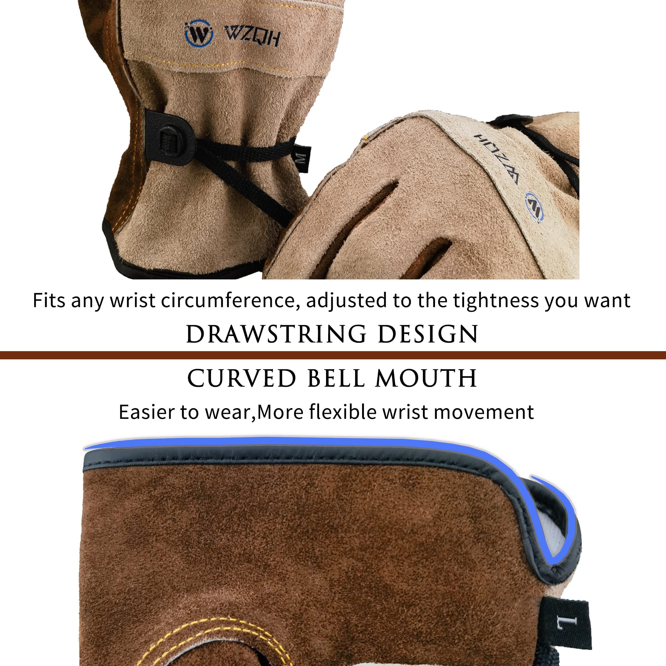 WZQH Leather Work Gloves XL for Gardening and Construction