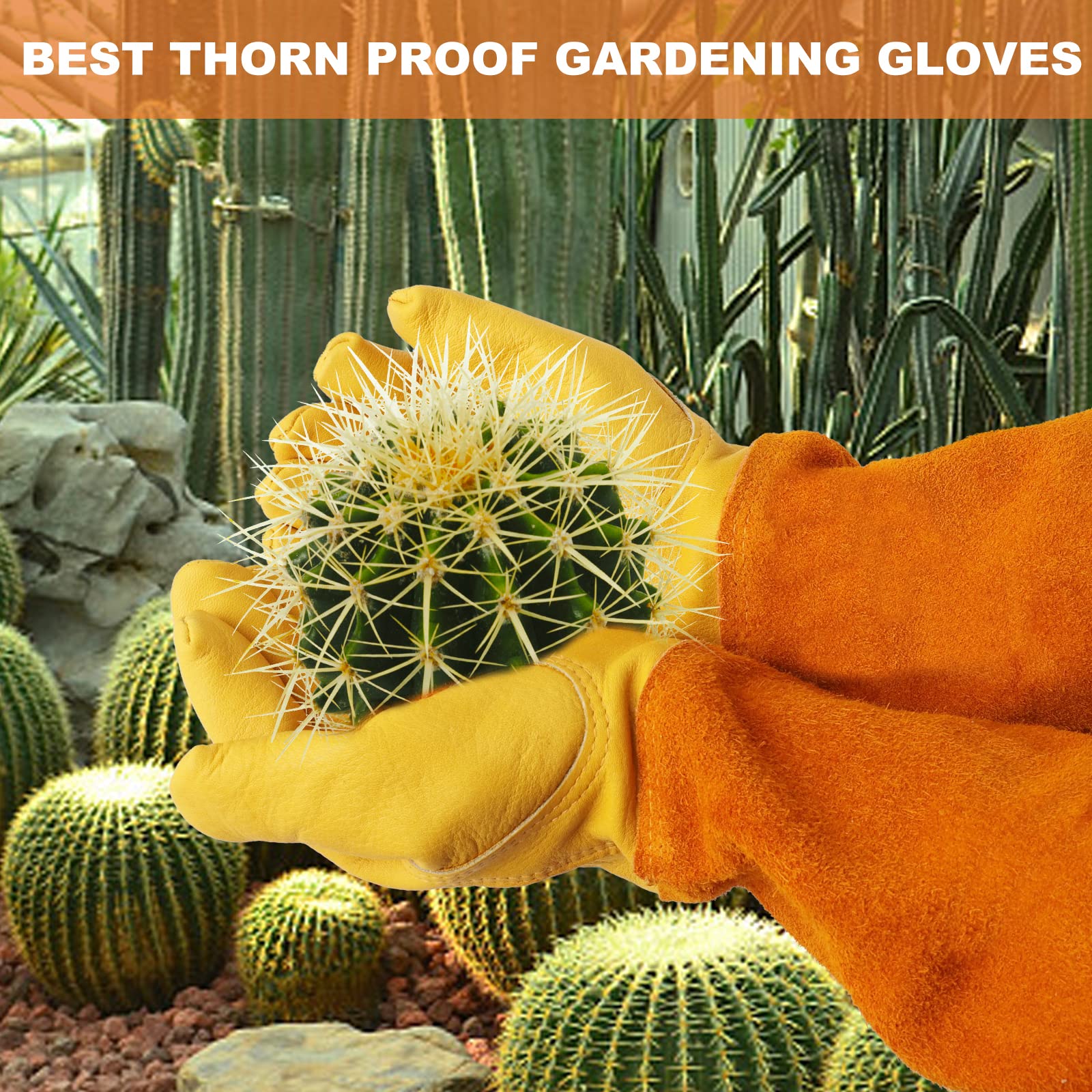 SLARMOR Long Gardening Gloves Thorn Proof Rose Pruning Gauntlet M