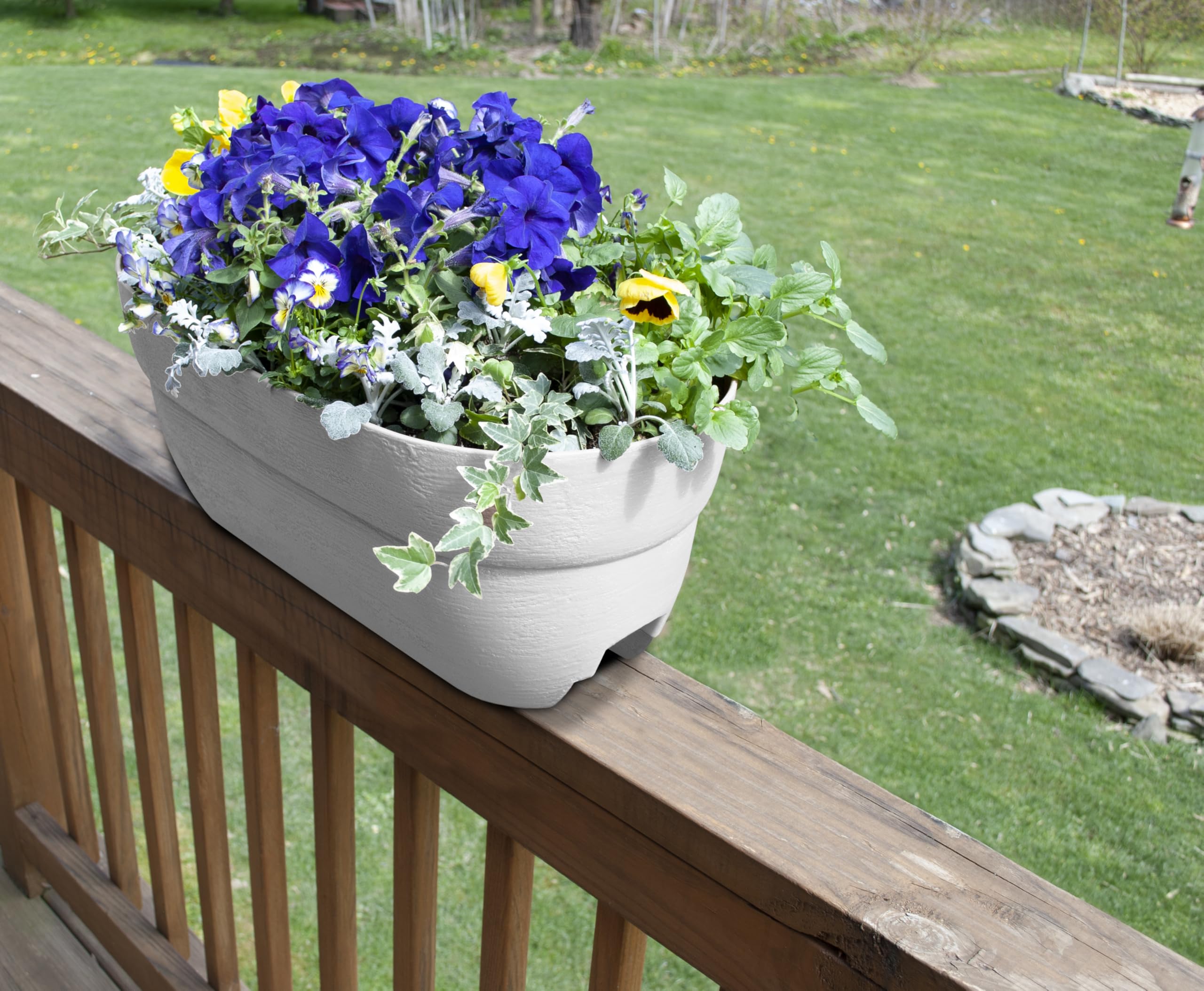 Bloomers Railing Planter With Drainage 24 Inch White