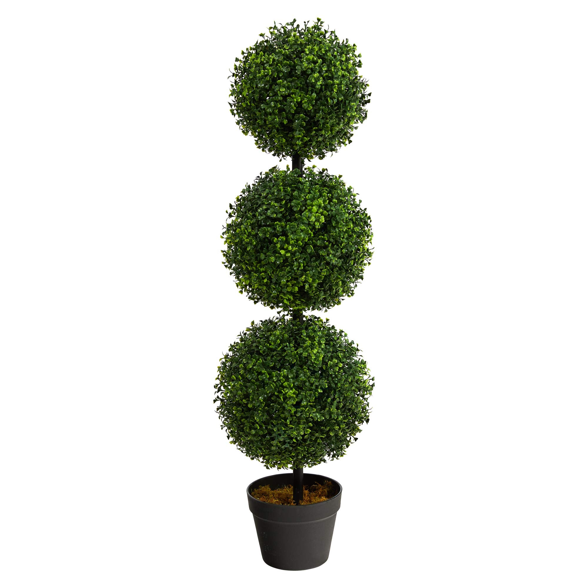 Nearly Natural 36in Artificial Triple Ball Boxwood Topiary Tree Decor