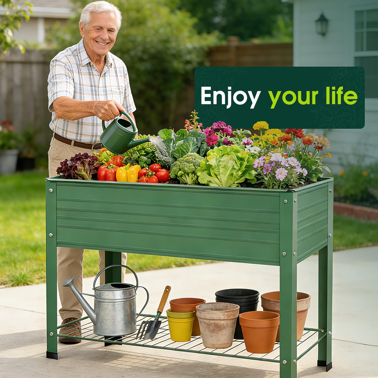 YKTEEDENS 2-Pack Raised Garden Beds Galvanized Steel Planter Boxes