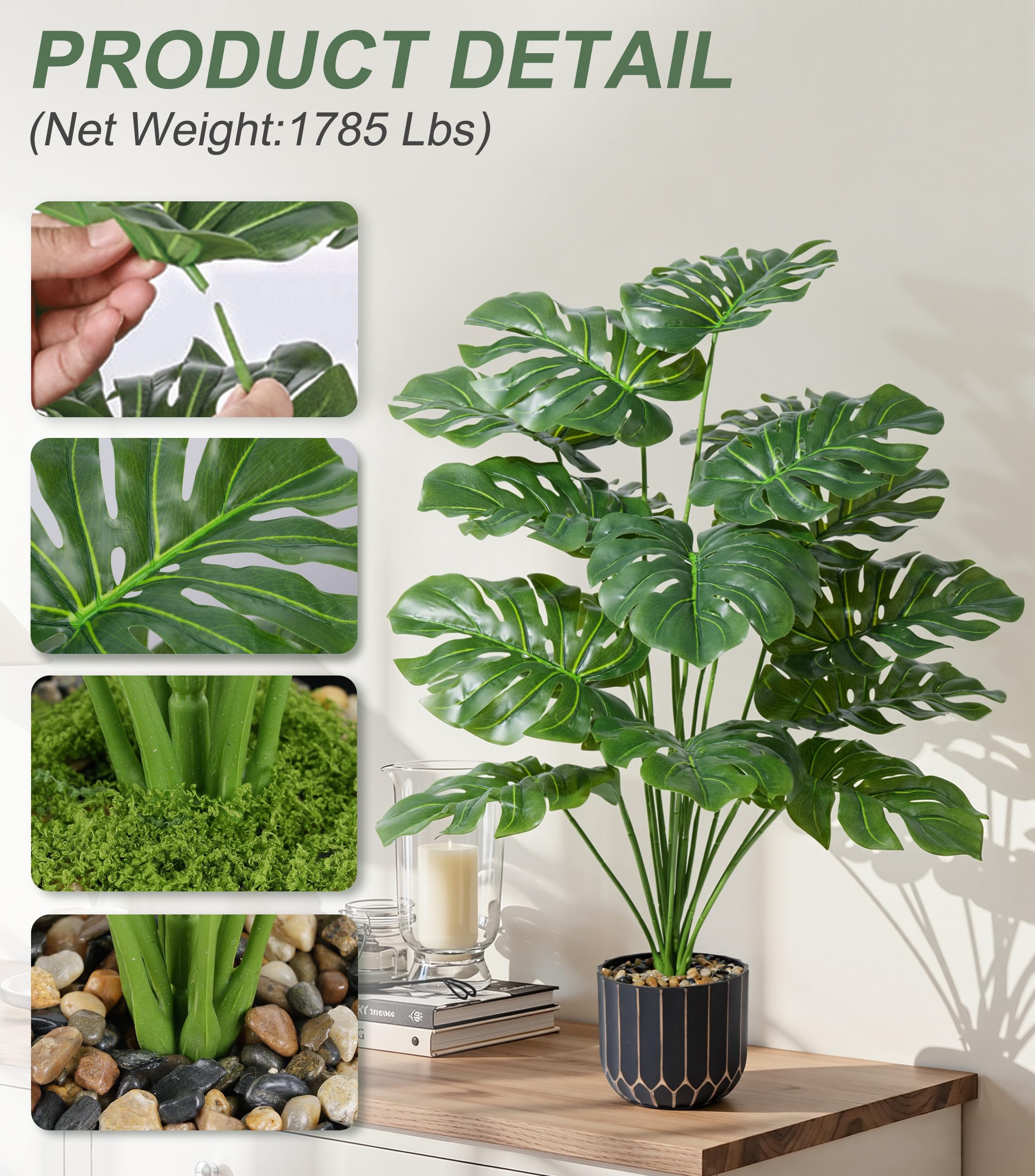 florisso 28 Inch Artificial Monstera Plant Decorative Indoor Plant