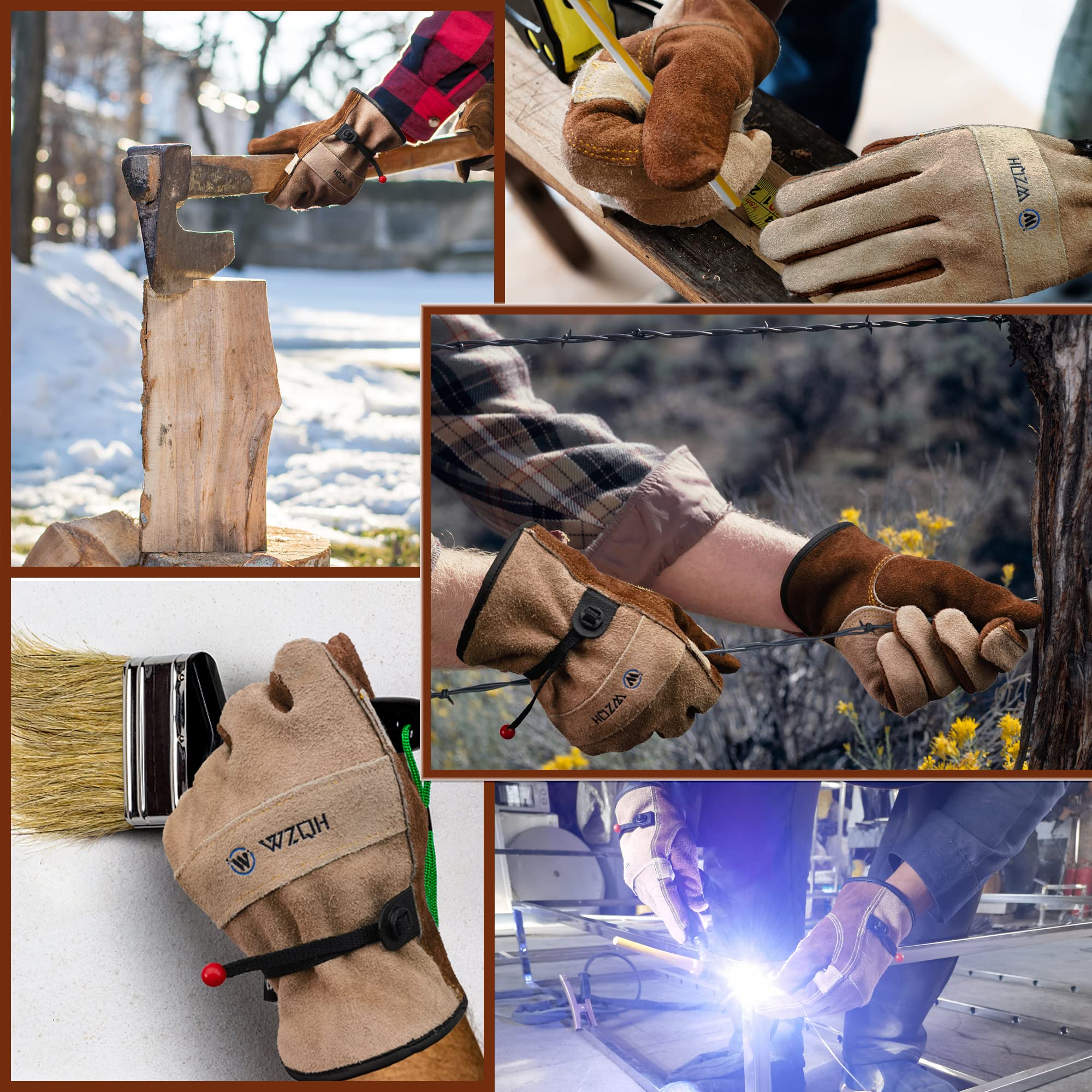 WZQH Leather Work Gloves XL for Gardening and Construction