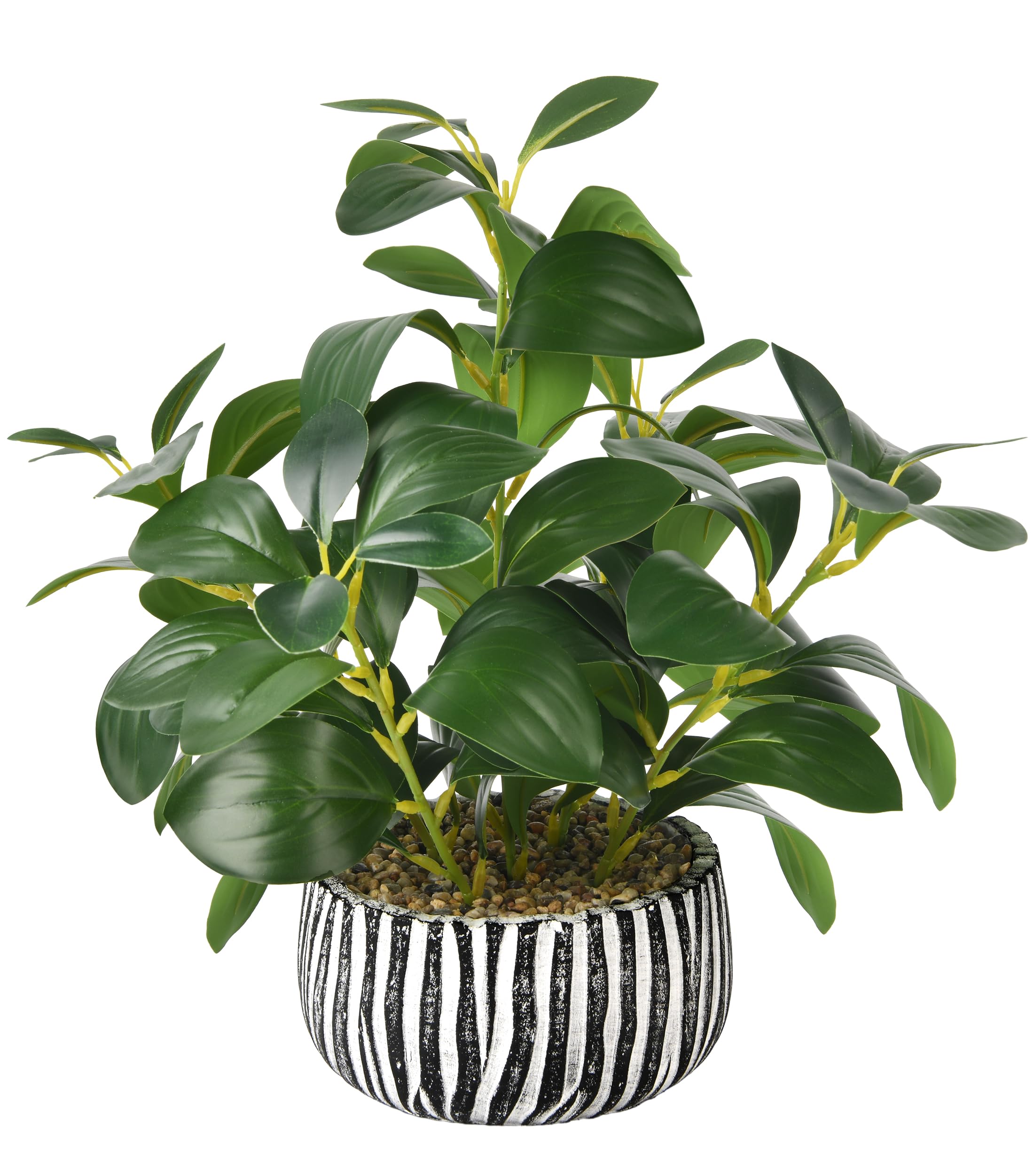 florisso Artificial Succulents Fig Leaf Decor in Black White Cement
