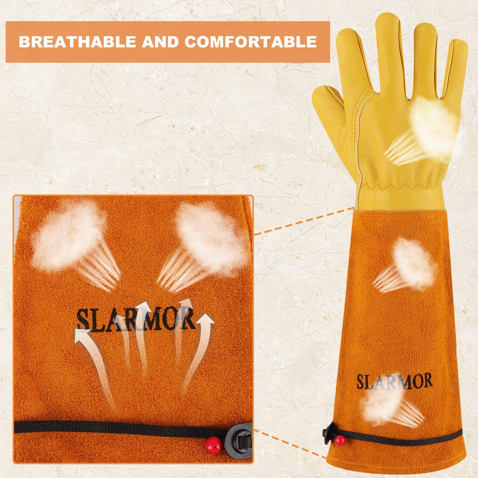 SLARMOR Long Gardening Gloves Thorn Proof Rose Pruning Gauntlet M