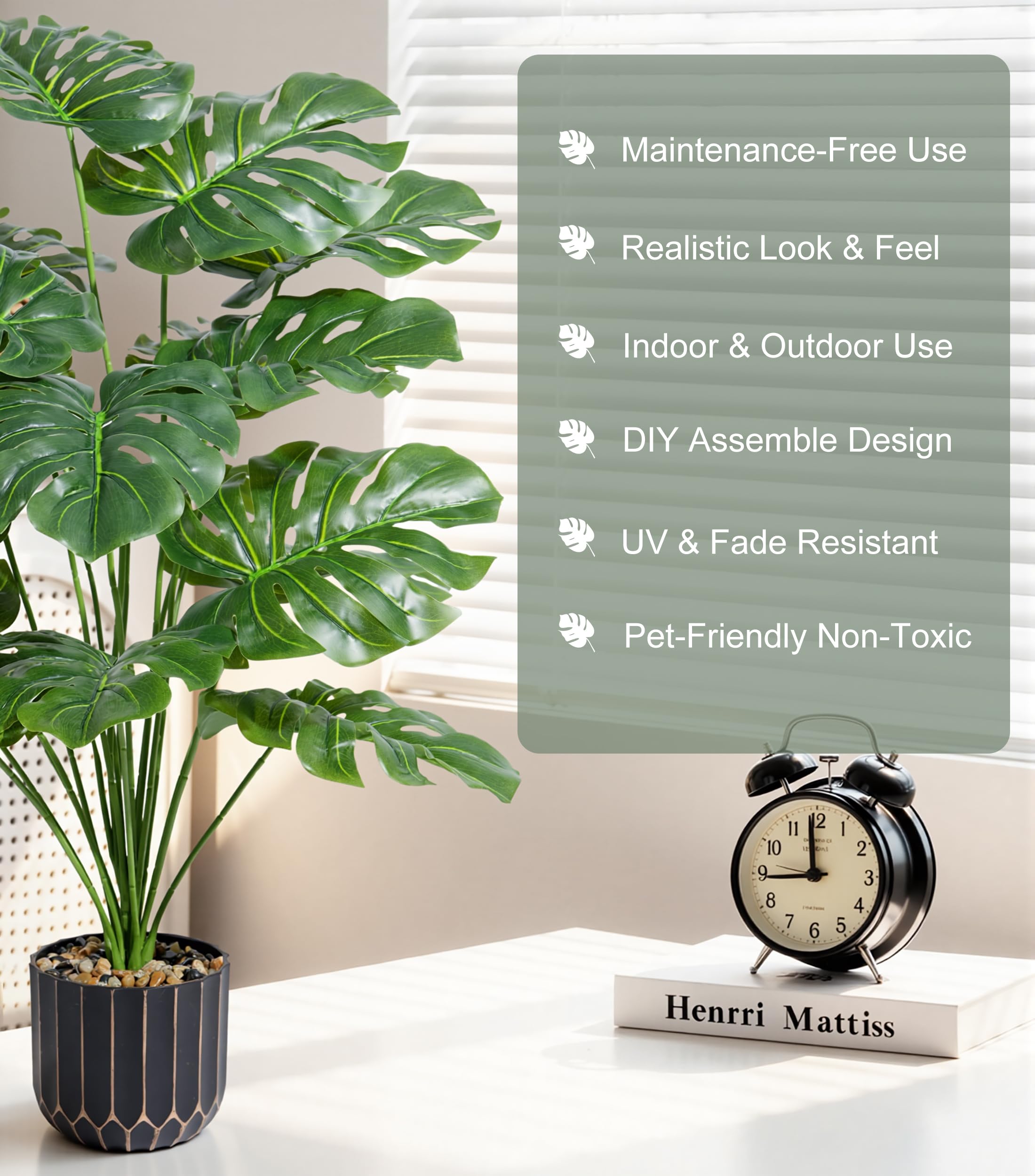 florisso 28 Inch Artificial Monstera Plant Decorative Indoor Plant