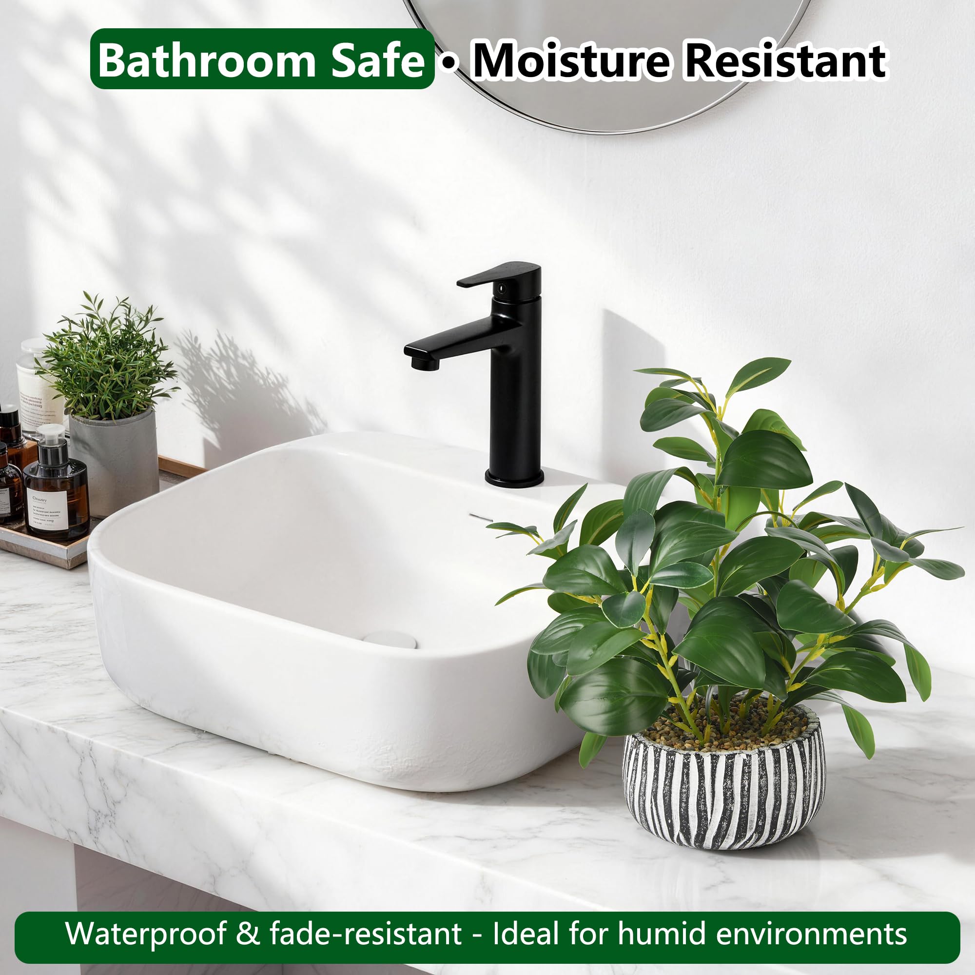 florisso Artificial Succulents Fig Leaf Decor in Black White Cement
