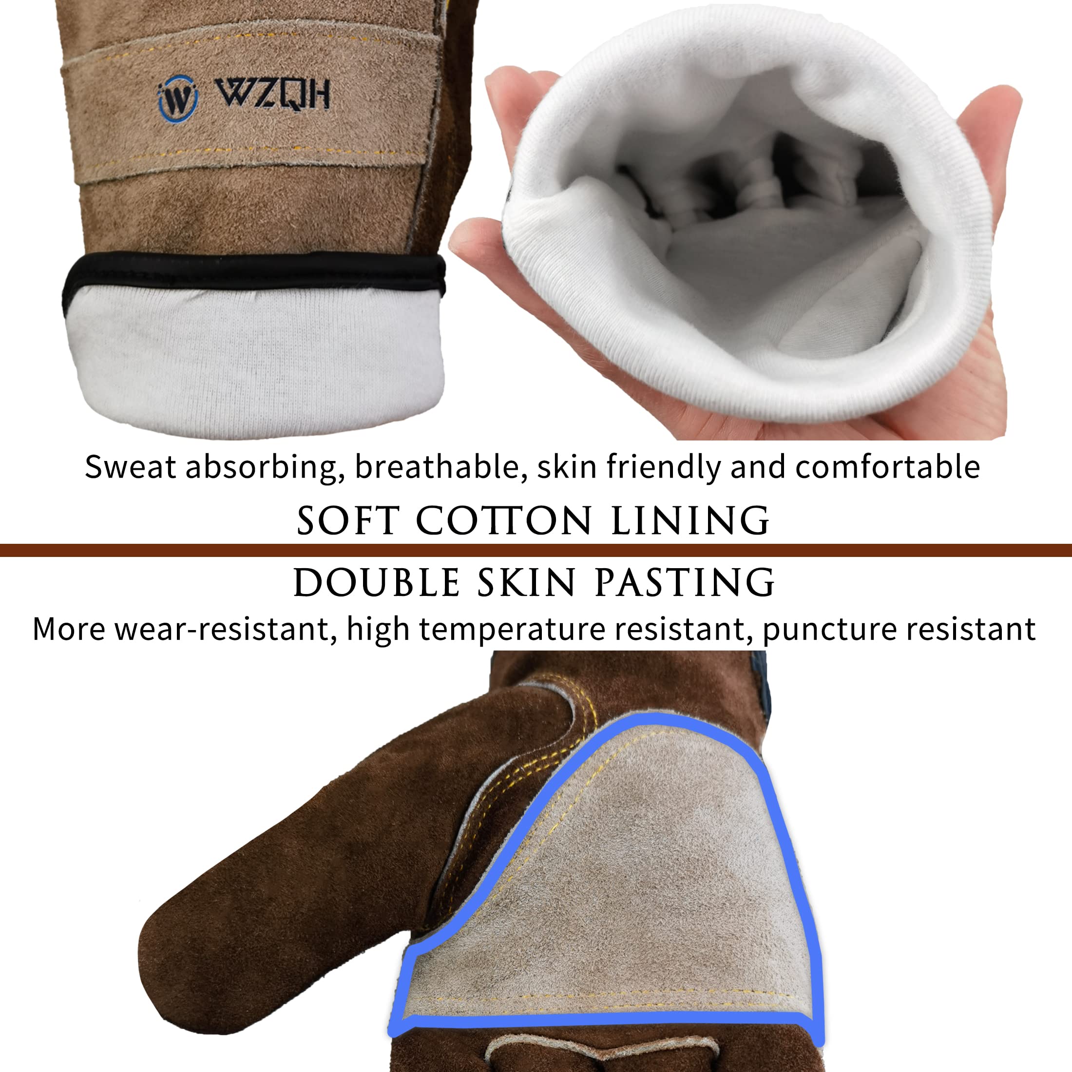 WZQH Leather Work Gloves XL for Gardening and Construction