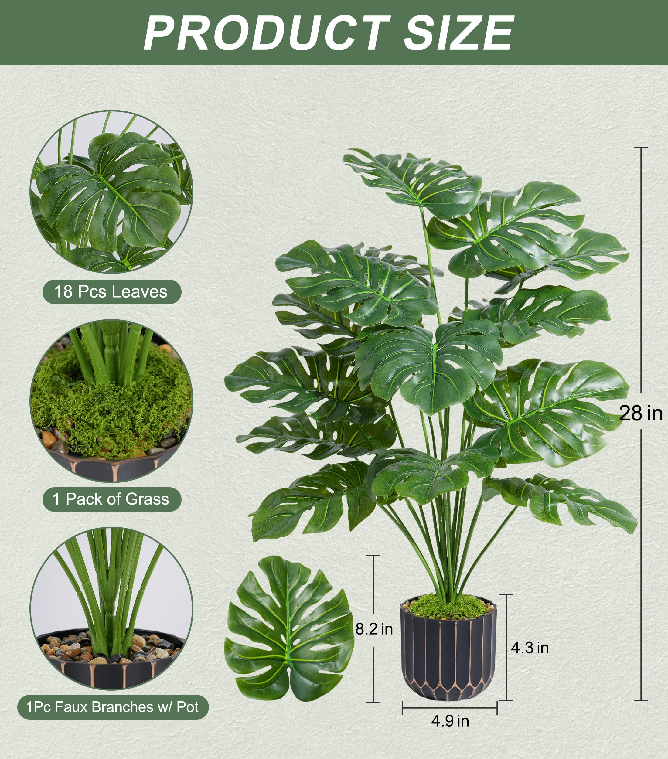 florisso 28 Inch Artificial Monstera Plant Decorative Indoor Plant