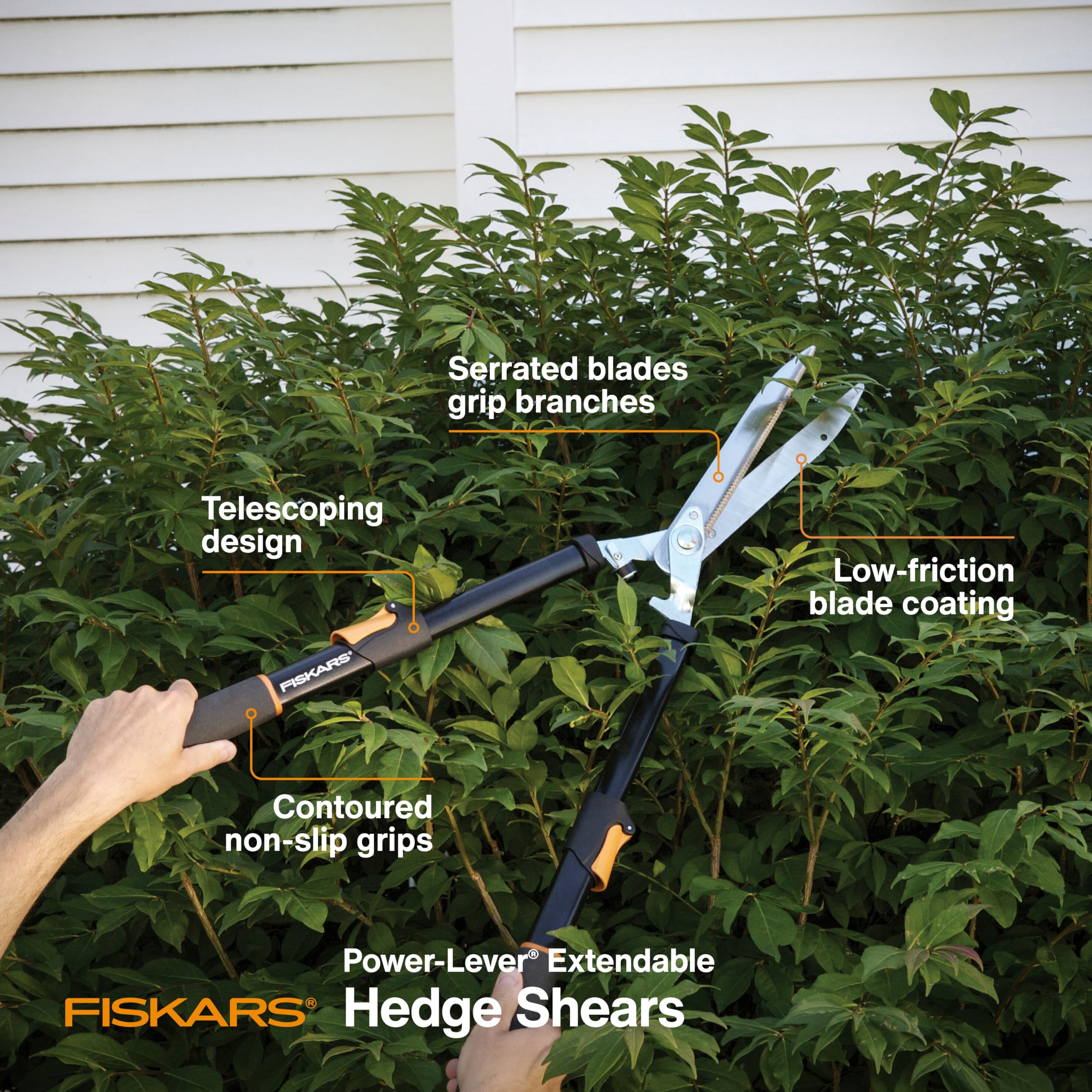 Fiskars Power-Lever Extendable Hedge Shears 10-Inch Blades