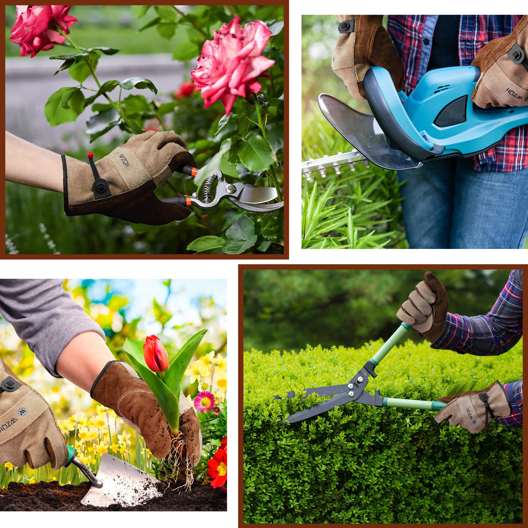 WZQH Leather Work Gloves XL for Gardening and Construction